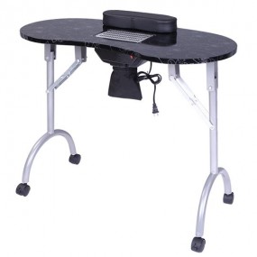 [US-W]Portable MDF Manicure Table Spa Beauty Salon Equipment Desk with Dust Collector & Cushion & Fan Black